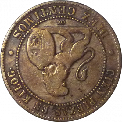 SPAIN - 1870 - 10 Céntimos - Obverse