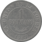 BOLIVIA, PLURINATIONAL STATE OF - 1987 - 1 Boliviano - Obverse